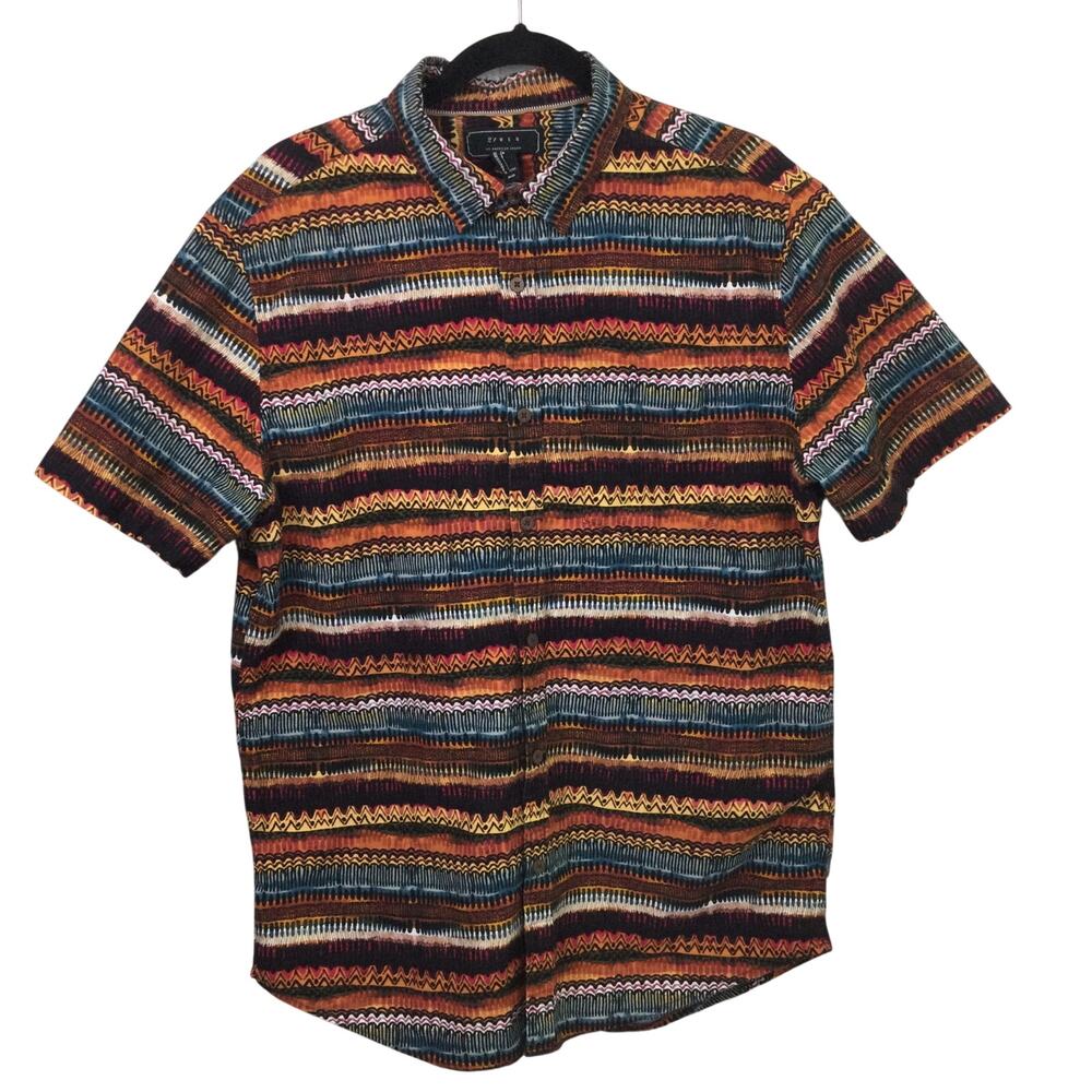 21 Men Boho Vibrant Festival Maximalist Tribal Funky 80s Inspired Casual Shirt L